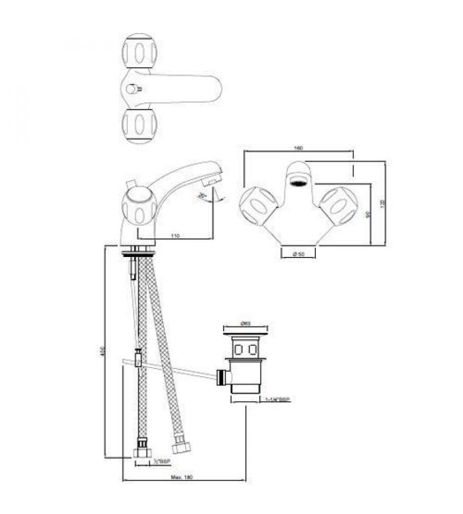 Central Hole Basin Mixer | CQT-23169B |
