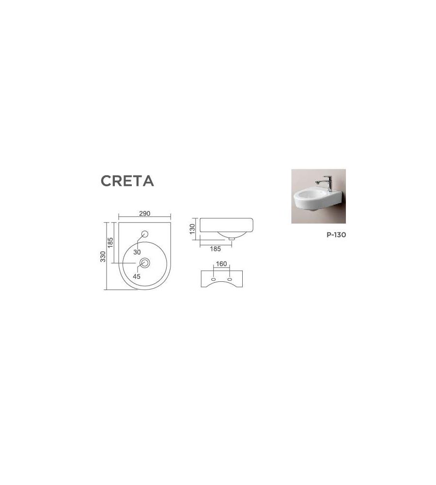 CRETA V-3009 Corner Wall Hung Basin | Wall Mounted Corner Basin | Gloss
