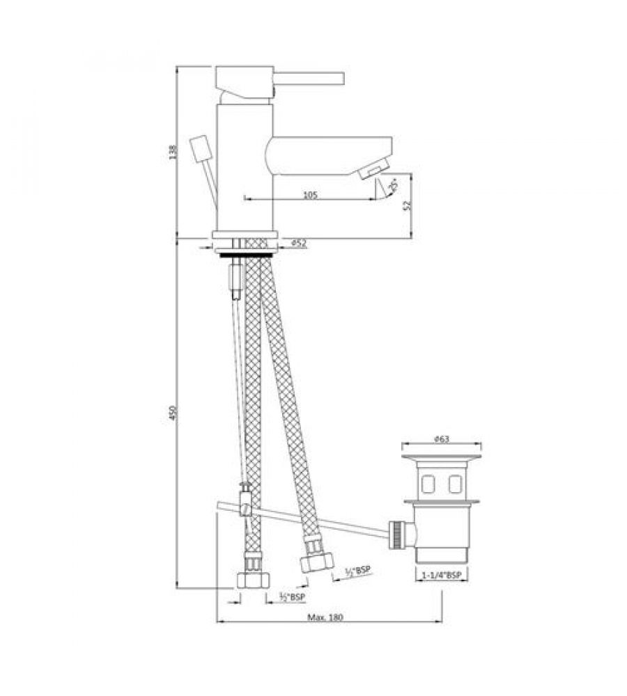 Single Lever Basin Mixer with Popup Waste | FLR-5051B|