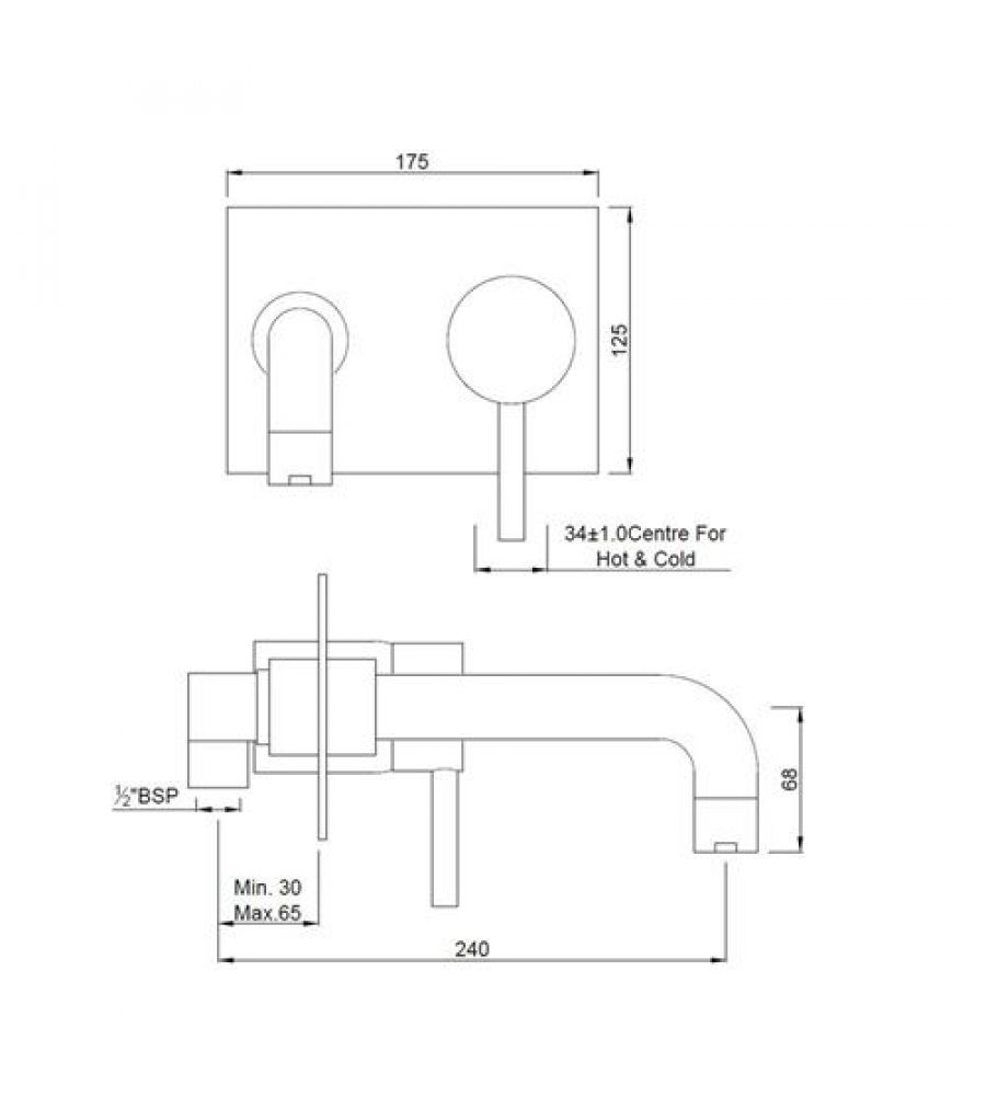 Single Lever High Flow Bath Filler (Concealed Body) Wall Mounted Model   | FLR-5135 l