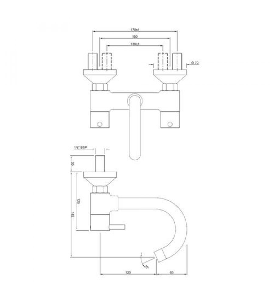 Sink Mixer | FLR-5309N|  with Connecting Legs & Wall Flanges