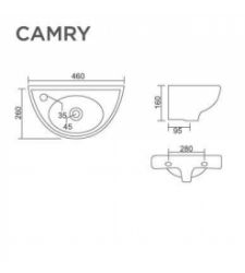 CARMY V-3008 WALL MOUNTED BASIN | WALL HUNG GLOSS BASIN