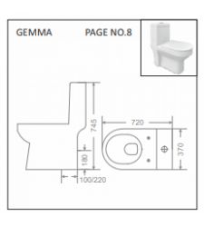 GEMMA GS/WC/1008 ONE PIECE WATER CLOSET | FLOOR MOUNTED | SLIM PP SEAT COVER