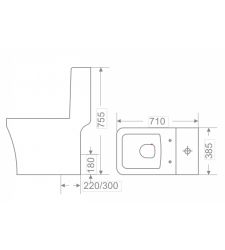 MASK GS/WC/1051 ONE PIECE WATER CLOSET | FLOOR MOUNTED | RIMLESS | SLIM PP SEAT COVER | WITH TORNADO FLUSH