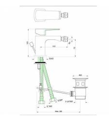 Single Lever 1-Hole Bidet Mixer with Popup Waste System - Chrome|KUP-35213BPM