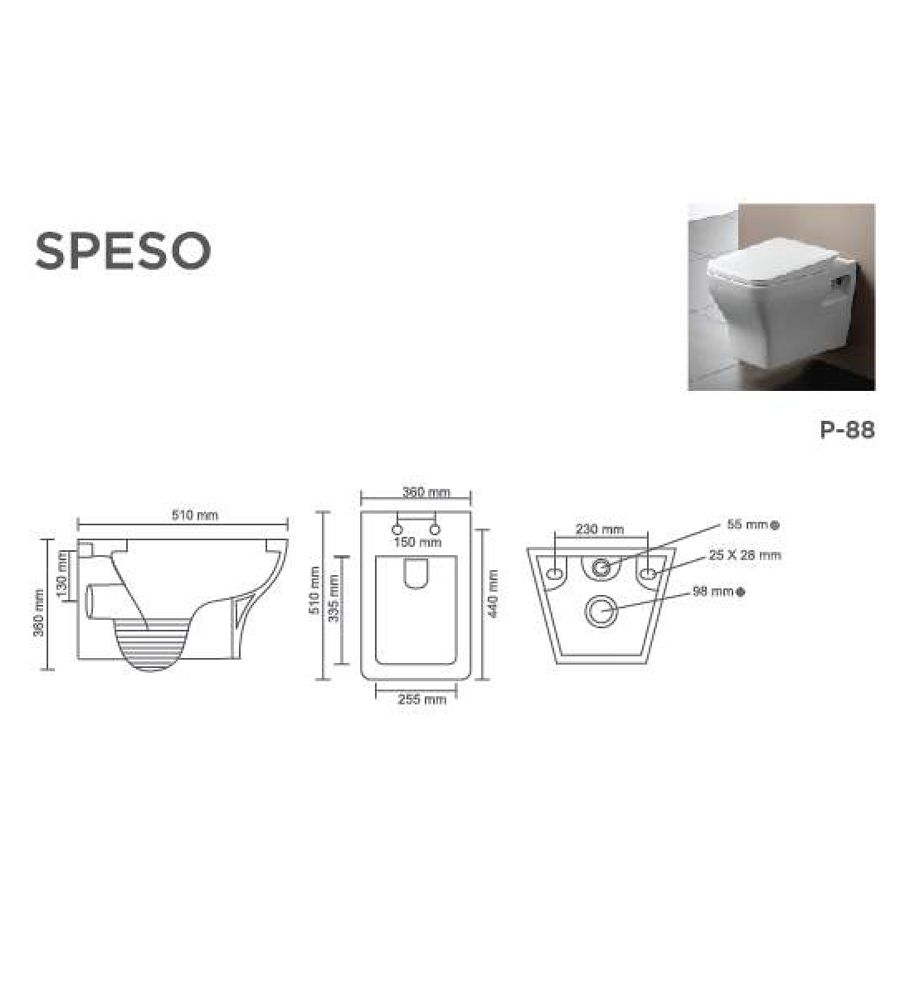 SPESO V-9004 Wall Hung | Wall Mounted Water Closet